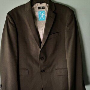 Marc Ecko Mens Black Sport Coat Jacket S41 Single Breasted 2 Button Pinstripe